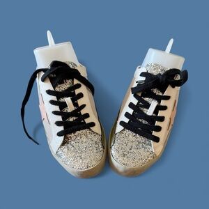 Shu Shop Silver Glitter Sneakers with Black Laces